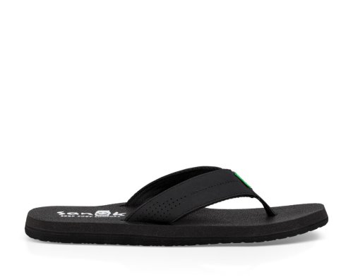 Sanuk Mens Beer Cozy Coaster Black Flip Flops | WBLAHR902